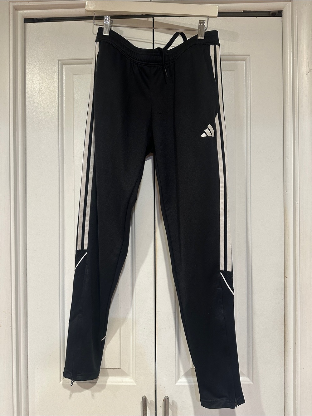 adidas Black Joggers with White Side Stripes